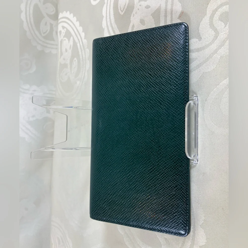 1043: Louis Vuitton Taiga Leather Long Bifold Wallet Green